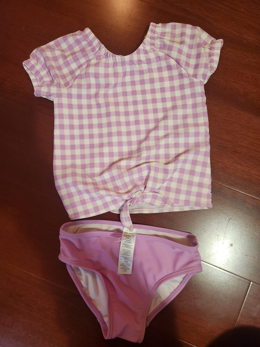 Carter's Lilac Gingham Two-Piece Swim Set